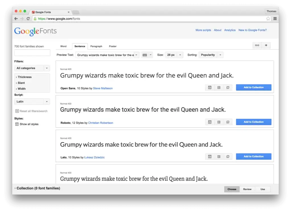 interfejs google fonts