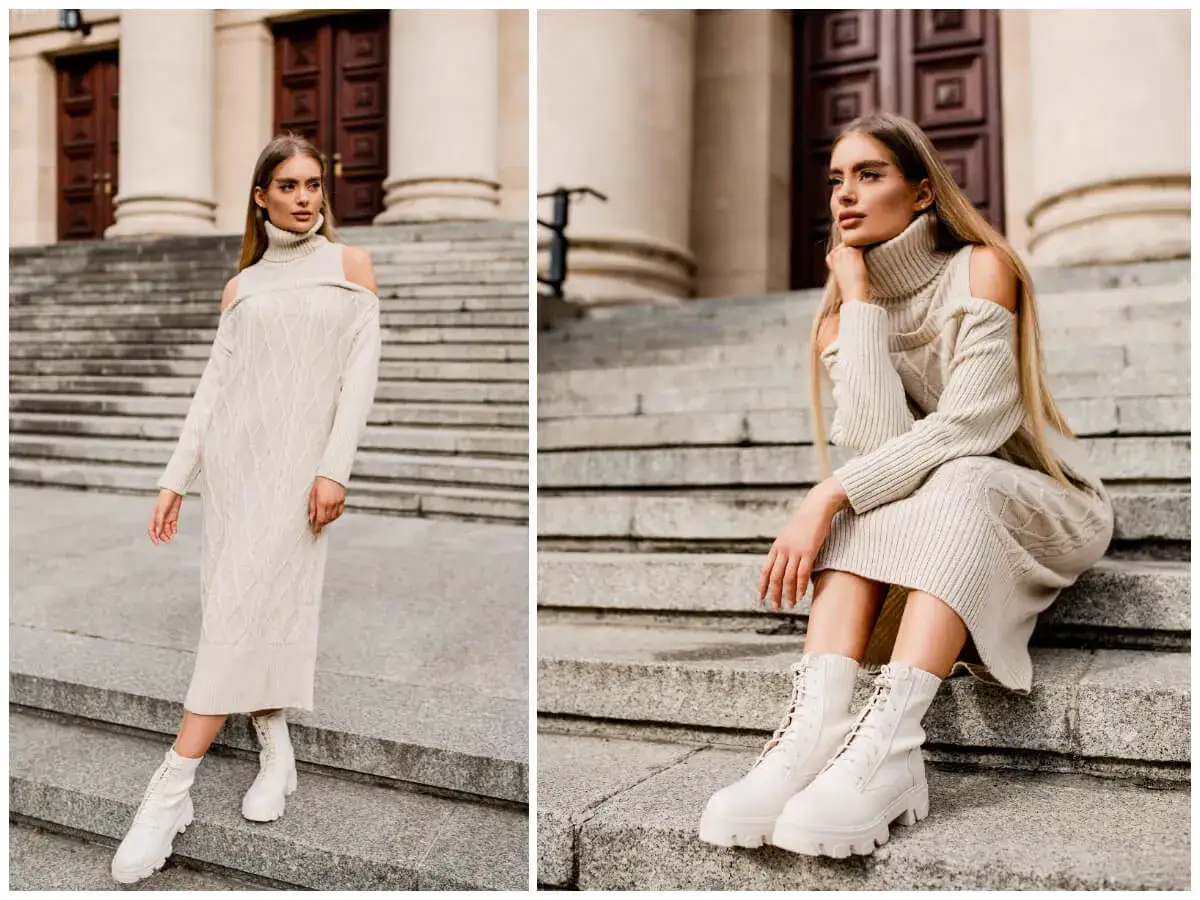 Przykłady stylizacji sweter sukienka