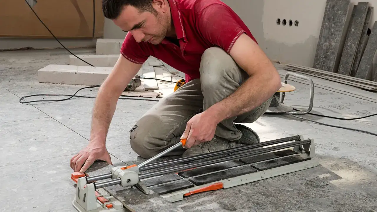 Glazurnik przy pracy w łazience