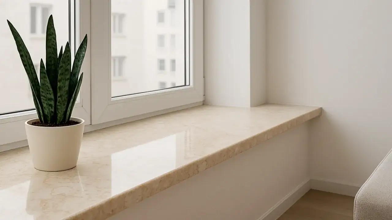 parapet z konglomeratu w nowoczesnym wnętrzu