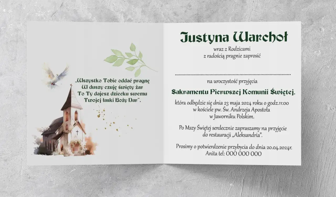 zaproszenie na pierwszą komunię świętą wz&oacute;r