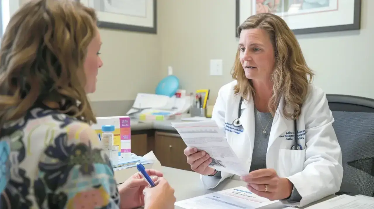 Kobieta rozmawiająca z ginekologiem