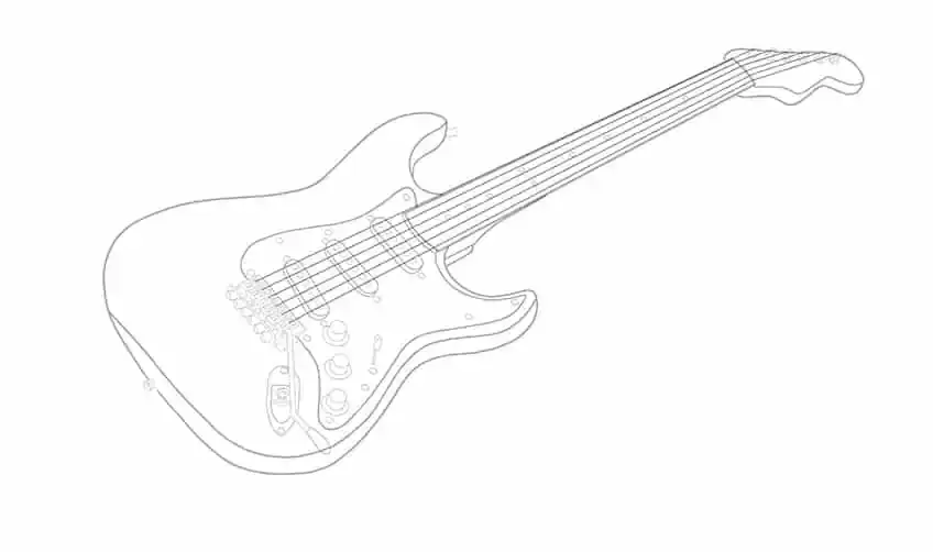Gitarre zeichnen Schritt f&uuml;r Schritt einfach