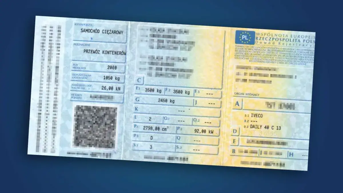 Dow&oacute;d rejestracyjny pole adnotacje urzędowe