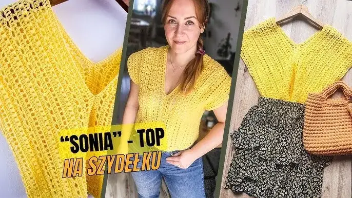 szydełkowa bluzka z dw&oacute;ch prostokąt&oacute;w schemat
