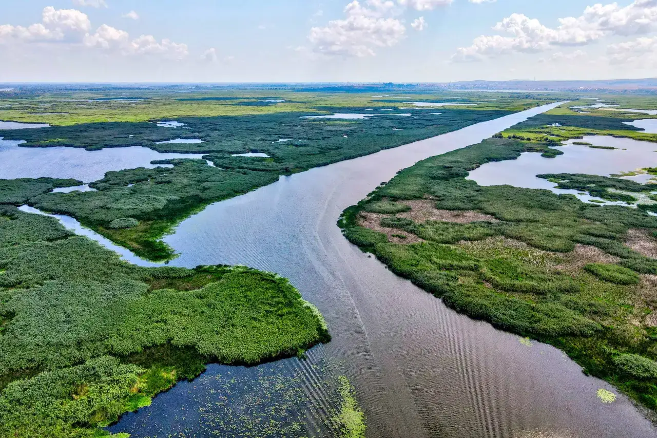 Delta Dunaju widok z lotu ptaka