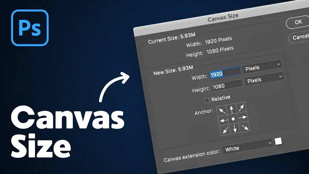 Photoshop Canvas Size dodawanie spad&oacute;w