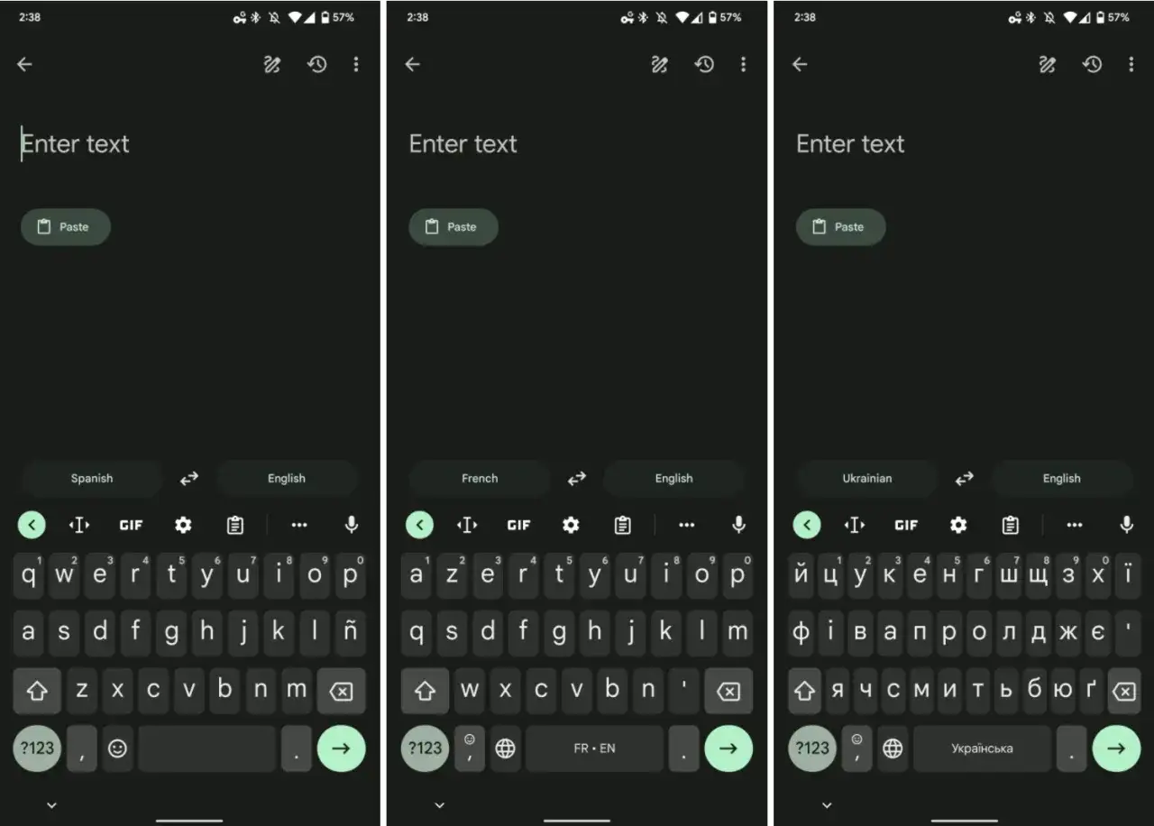klawiatura Gboard z widoczną ikoną Tłumacza Google