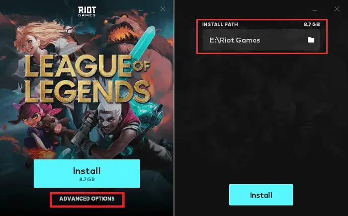 Screenshot strony pobierania League of Legends Riot Games