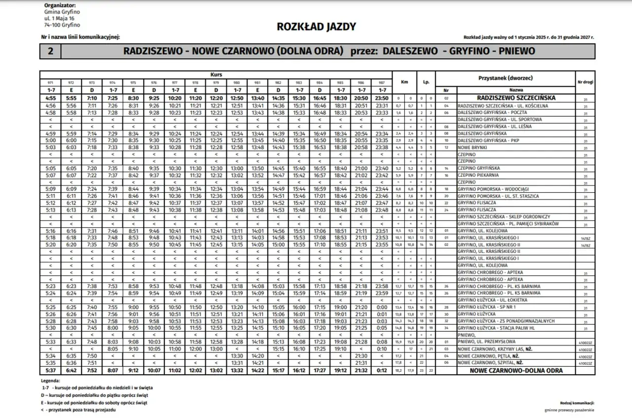 rozkład jazdy PKS Gryfino przystanek