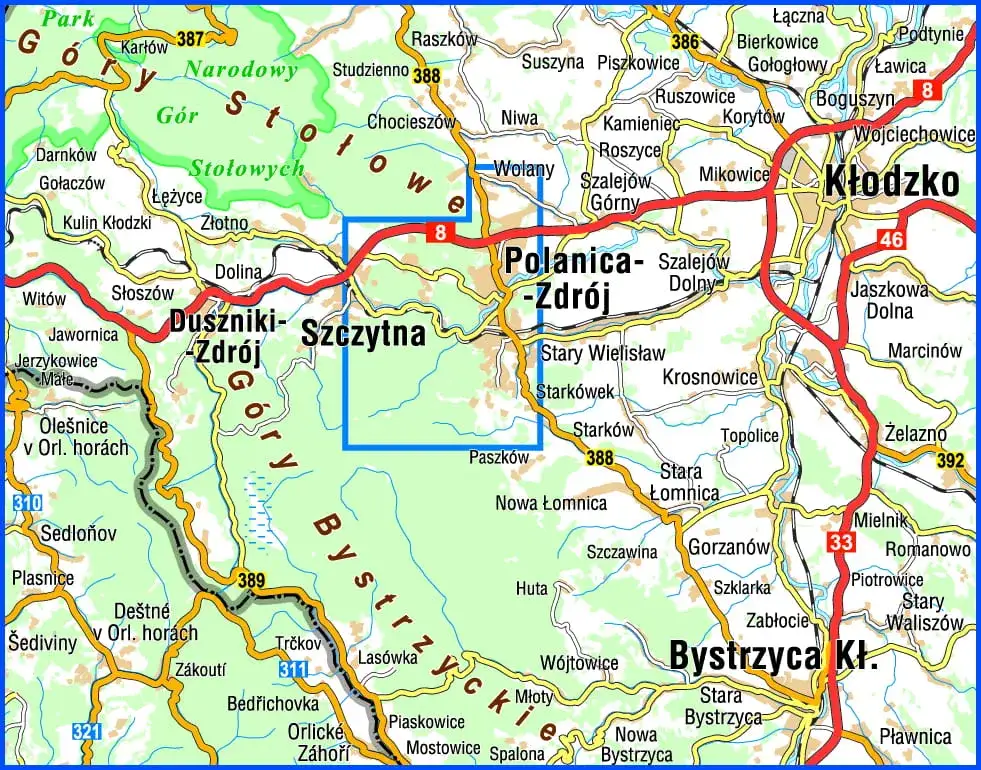 Mapa Polski Polanica-Zdr&oacute;j lokalizacja