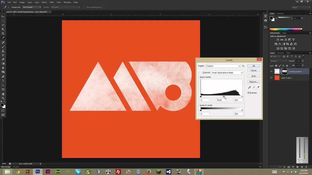 Photoshop poziomy levels rozjaśnianie tła maska