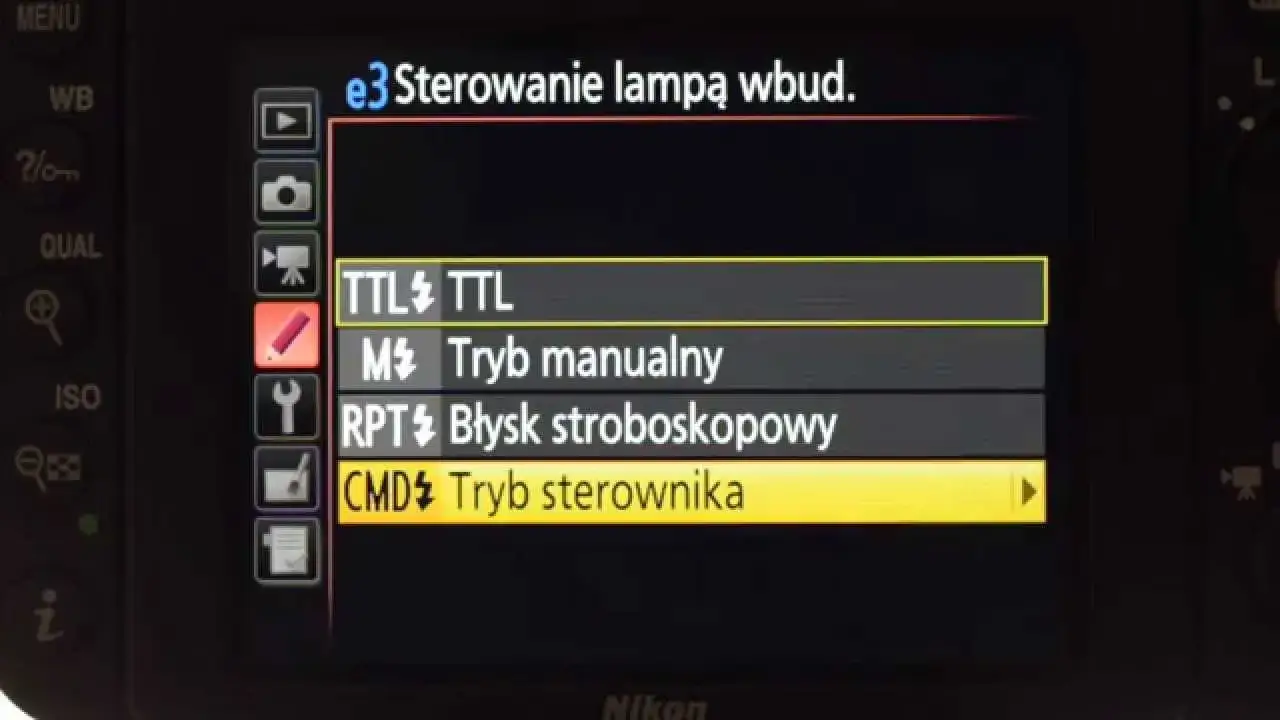 Nikon menu sterowanie błyskiem