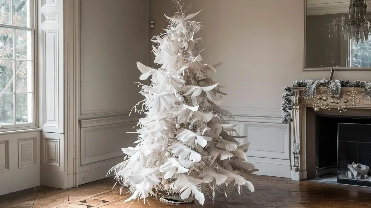 Zdjęcie Choinka z piór - Jak zrobić elegancką dekorację świąteczną?