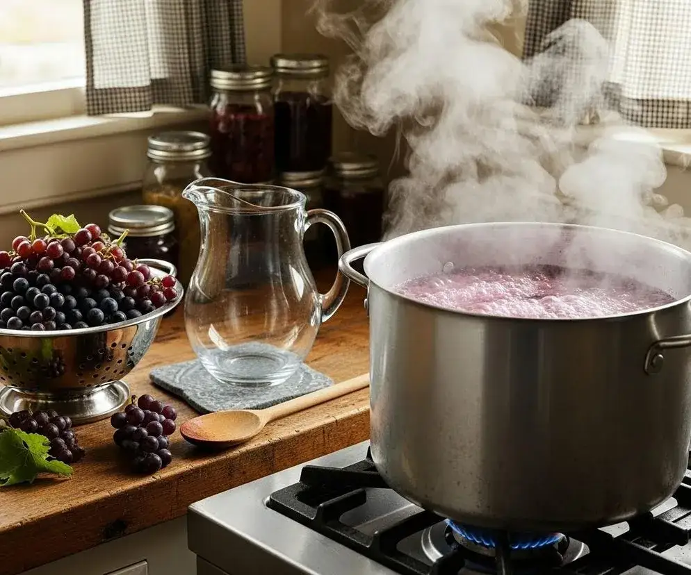 domowy sok z winogron w garnku