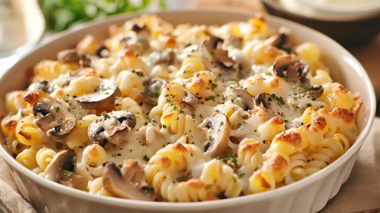 Zdjęcie Makaron z serem i pieczarkami: Klasyczny przepis na tradycyjne danie 