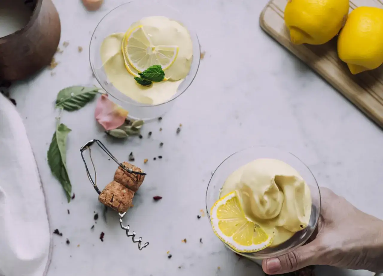sorbet cytrynowy z miętą i prosecco