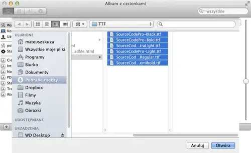 Instalacja czcionki macOS Album z czcionkami