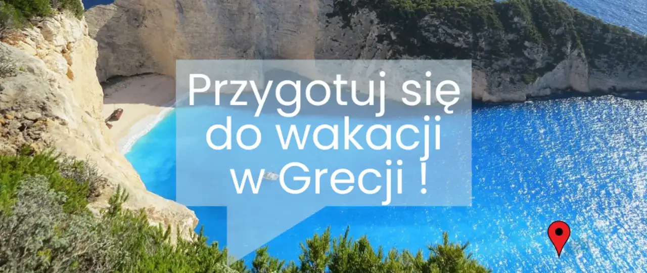 Walizka na tle greckiego krajobrazu