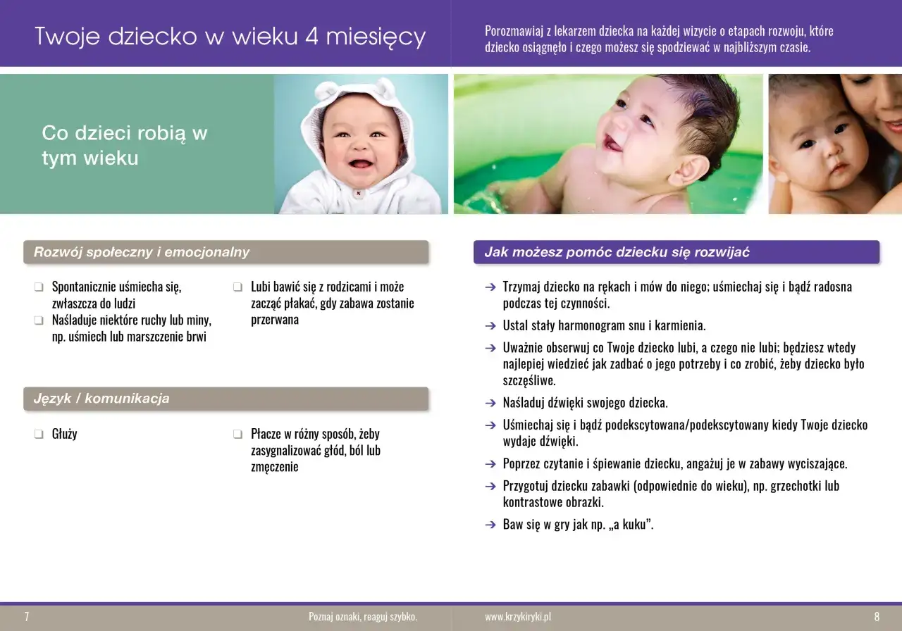 Kamienie milowe rozwoju niemowlęcia infografika