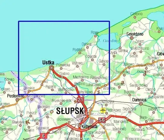Mapa dojazdu samochodem do Ustki z gł&oacute;wnych miast Polski