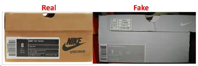 Autentyczne buty vs podr&oacute;bki detale, metka SKU buta