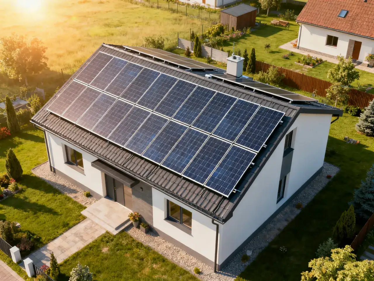 fotowoltaika 10 kW na dachu dom jednorodzinny