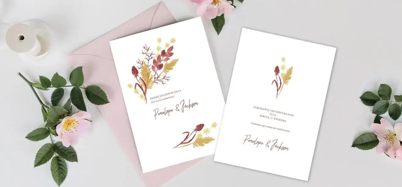 przykłady kartek Save the Date w r&oacute;żnych stylach