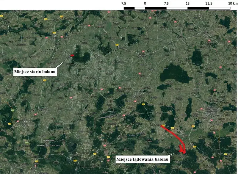 mapa Polski popularne miejsca lot&oacute;w balonem