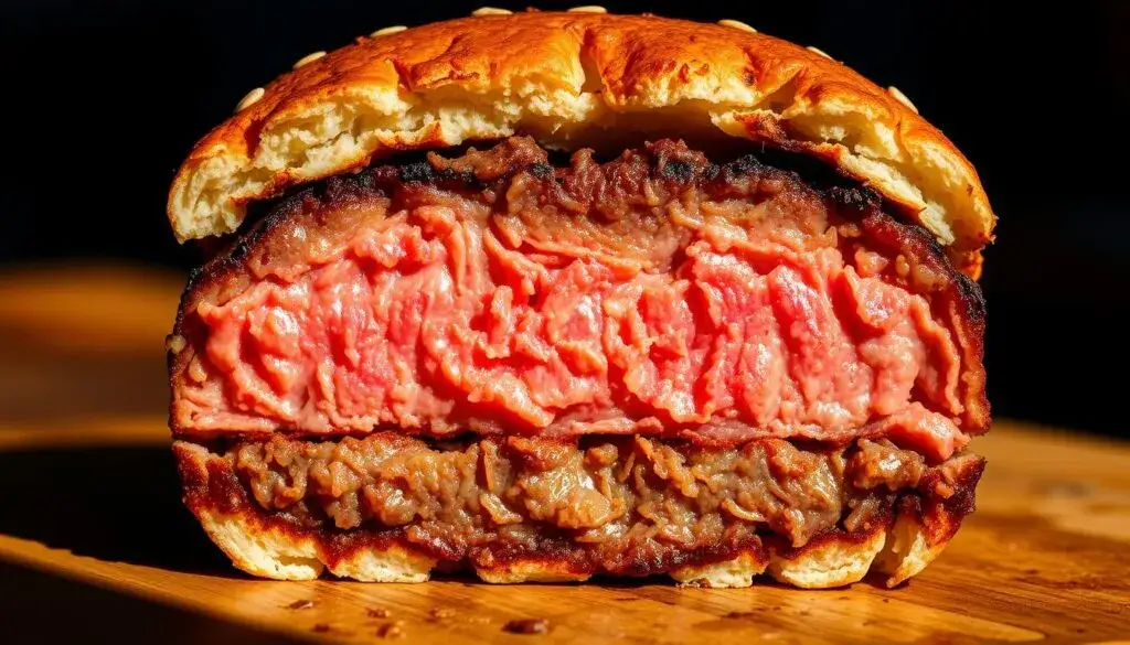 Idealnie złożony burger przekr&oacute;j