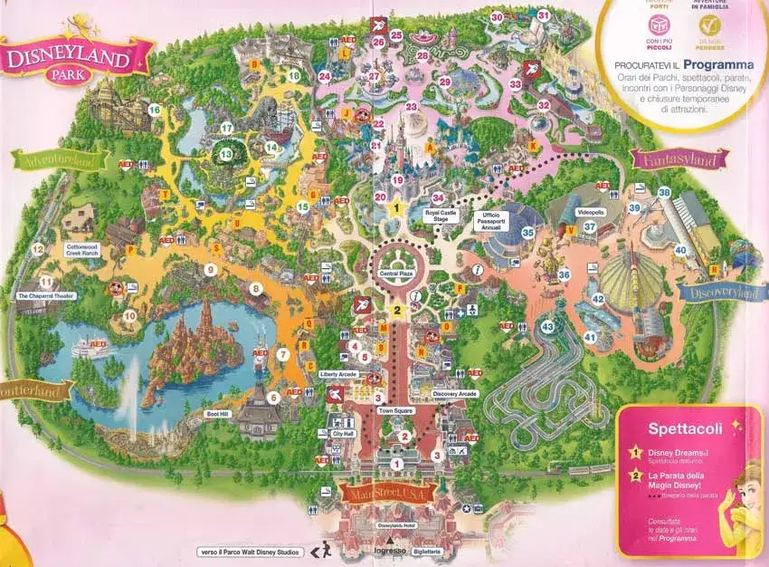 Disneyland Paris mappa parchi attrazioni