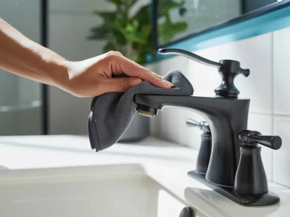 czyszczenie czarnej armatury octem i wodą