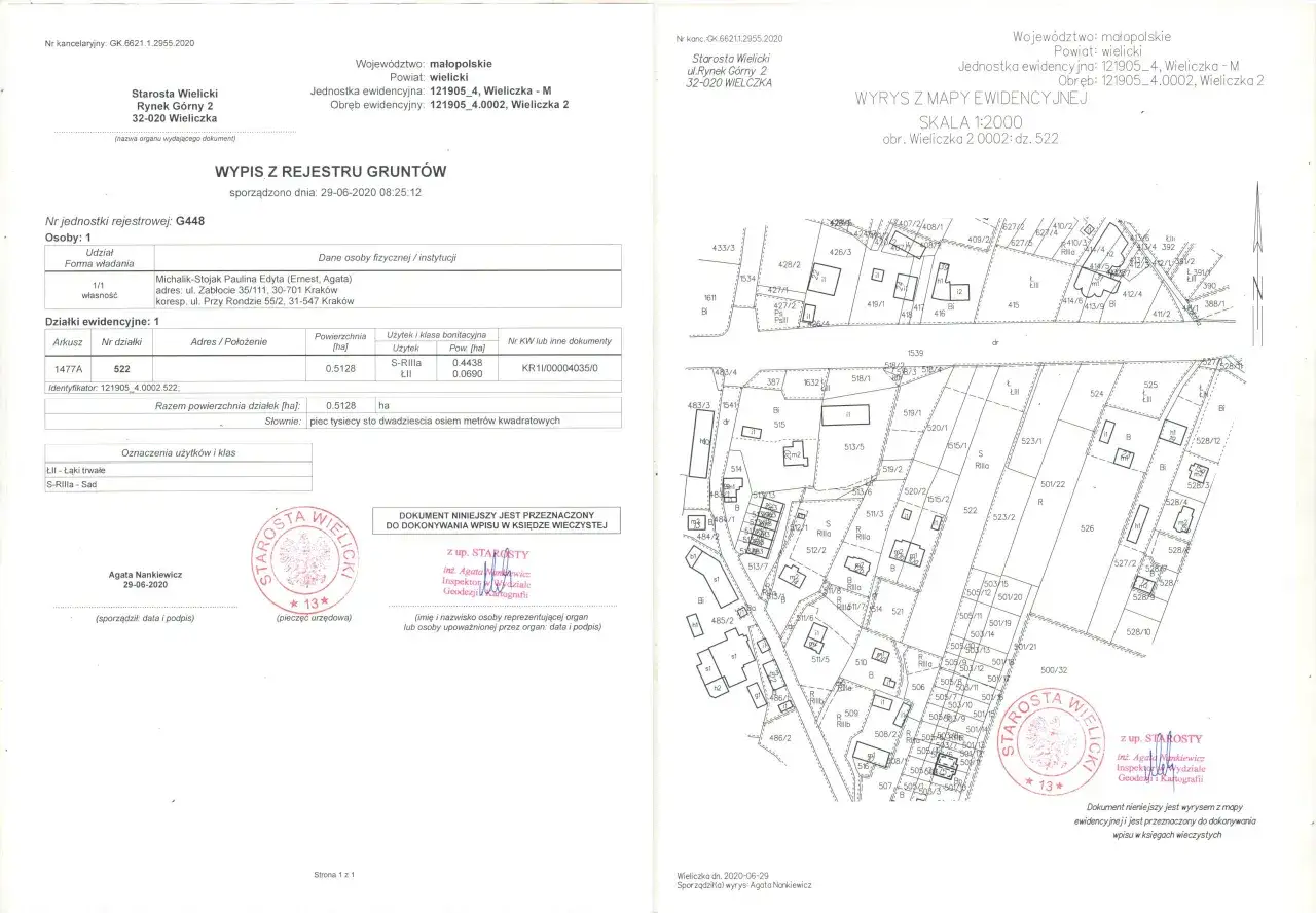 Wypis z rejestru grunt&oacute;w i budynk&oacute;w wz&oacute;r