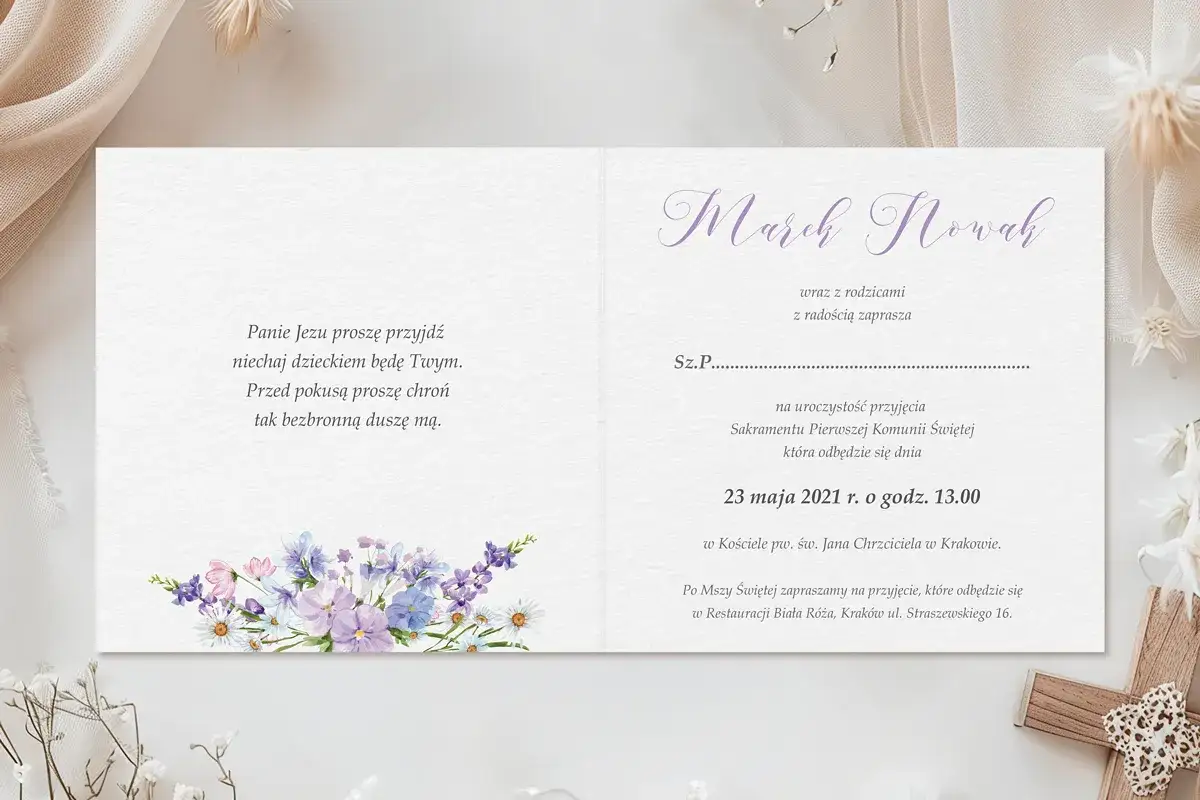przykładowe zaproszenie na komunię dla dziadk&oacute;w
