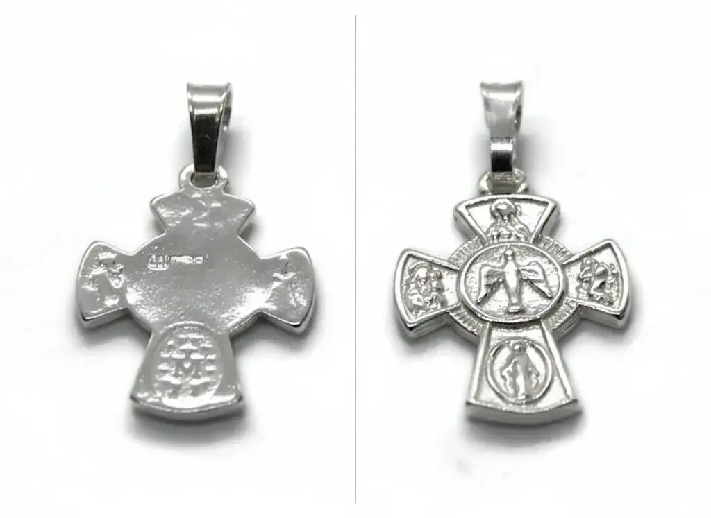Pamiątki na chrzest medalik krzyżyk srebrny obrazek