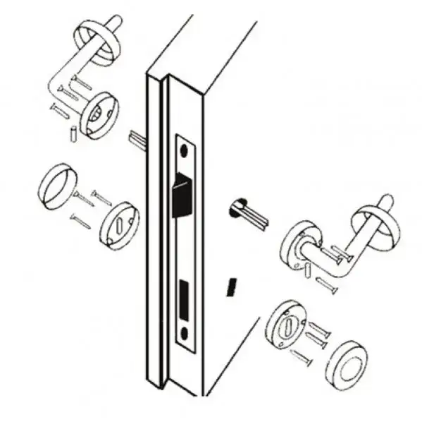 Montaż klamki w drzwiach zewnętrznych schemat