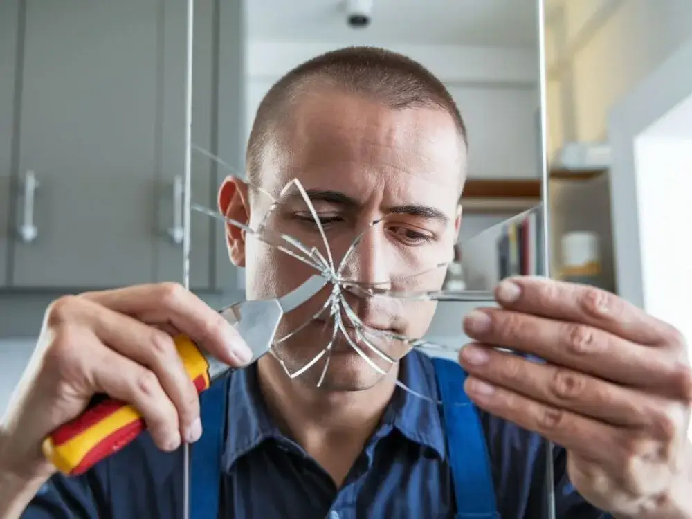 zabezpieczone potłuczone lustro