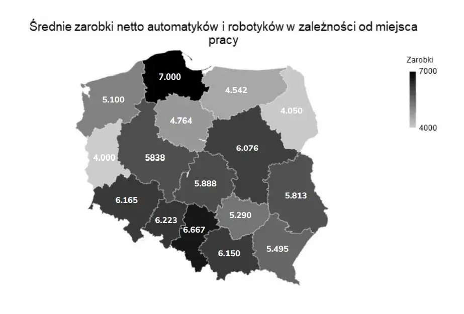 mapa zarobk&oacute;w automatyk Polska