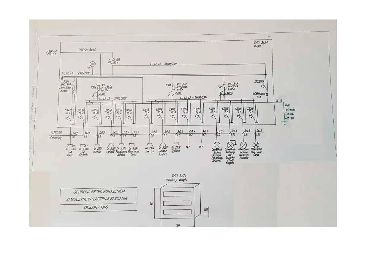 schemat punkt elektryczny dom