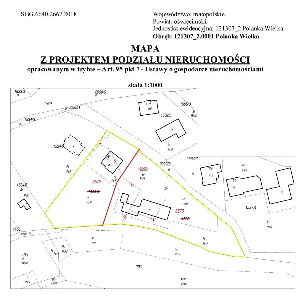 schemat podziału działki krok po kroku