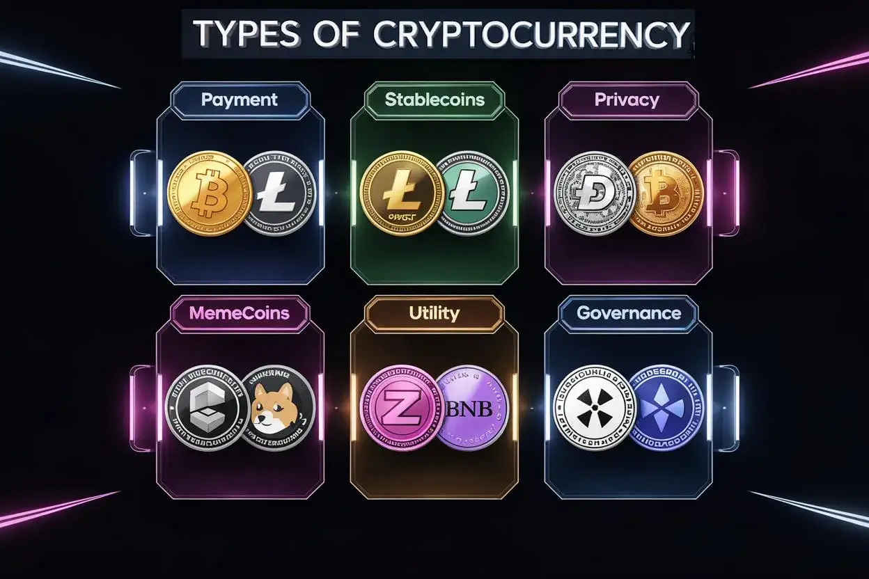 rodzaje altcoinów stablecoiny utility tokens meme coiny