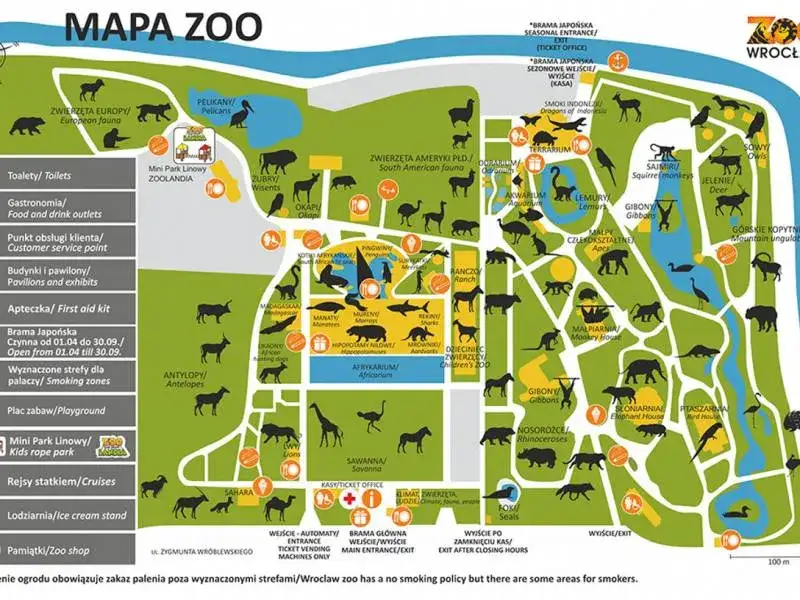 Mapa Afrykarium Wrocław strefy