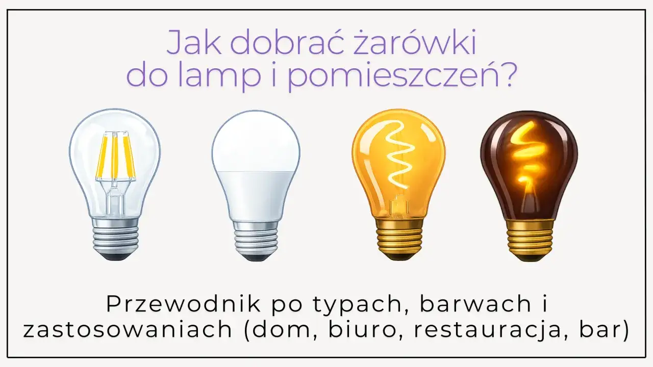 Cztery żarówki: LED filament, nowoczesna LED, tradycyjna żarówka Edisona i ozdobna. Jaka żarówka pasuje do Twojego wnętrza?