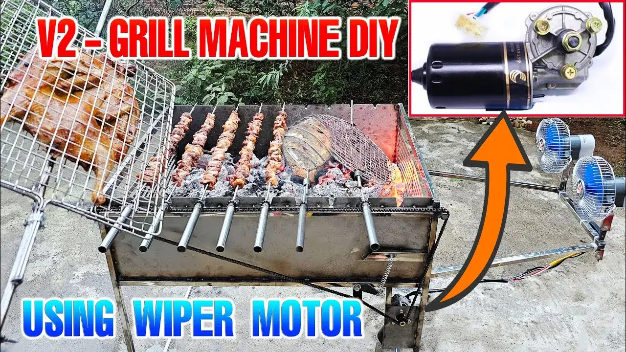 DIY mechanizm obrotowy do grilla z silnika od wycieraczek