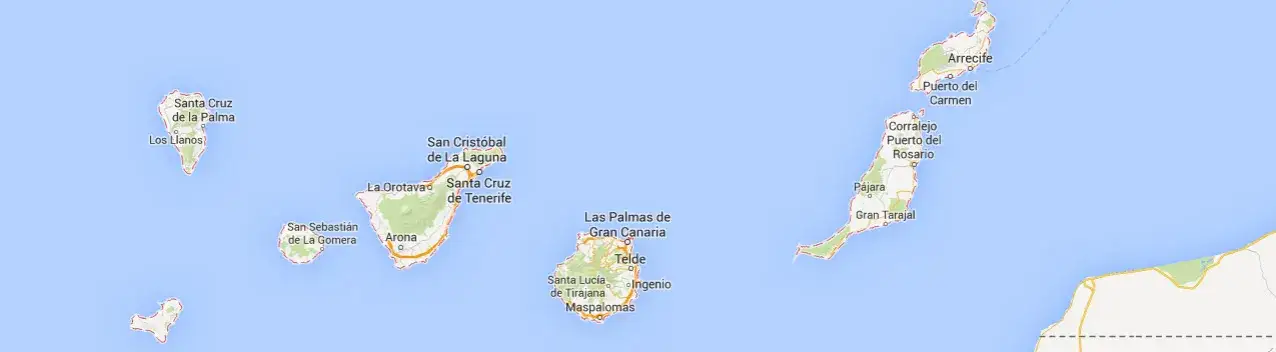 Mapa Wysp Kanaryjskich z zaznaczonymi Lanzarote i Fuerteventurą