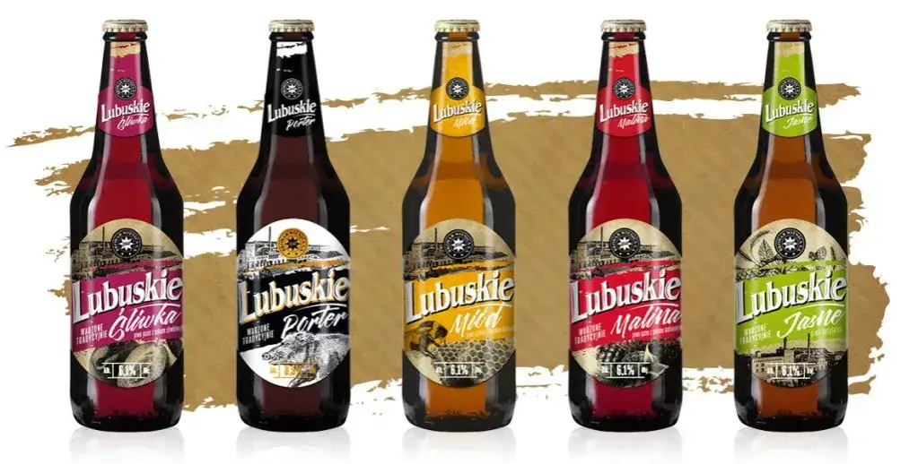 Piwo Lubuskie w supermarkecie, p&oacute;łka z piwem regionalnym