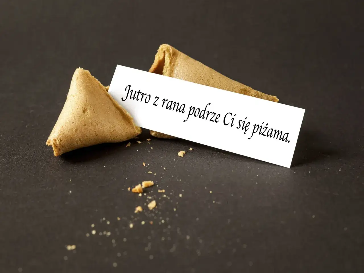 Karteczka z wr&oacute;żbą w ciasteczku po upieczeniu