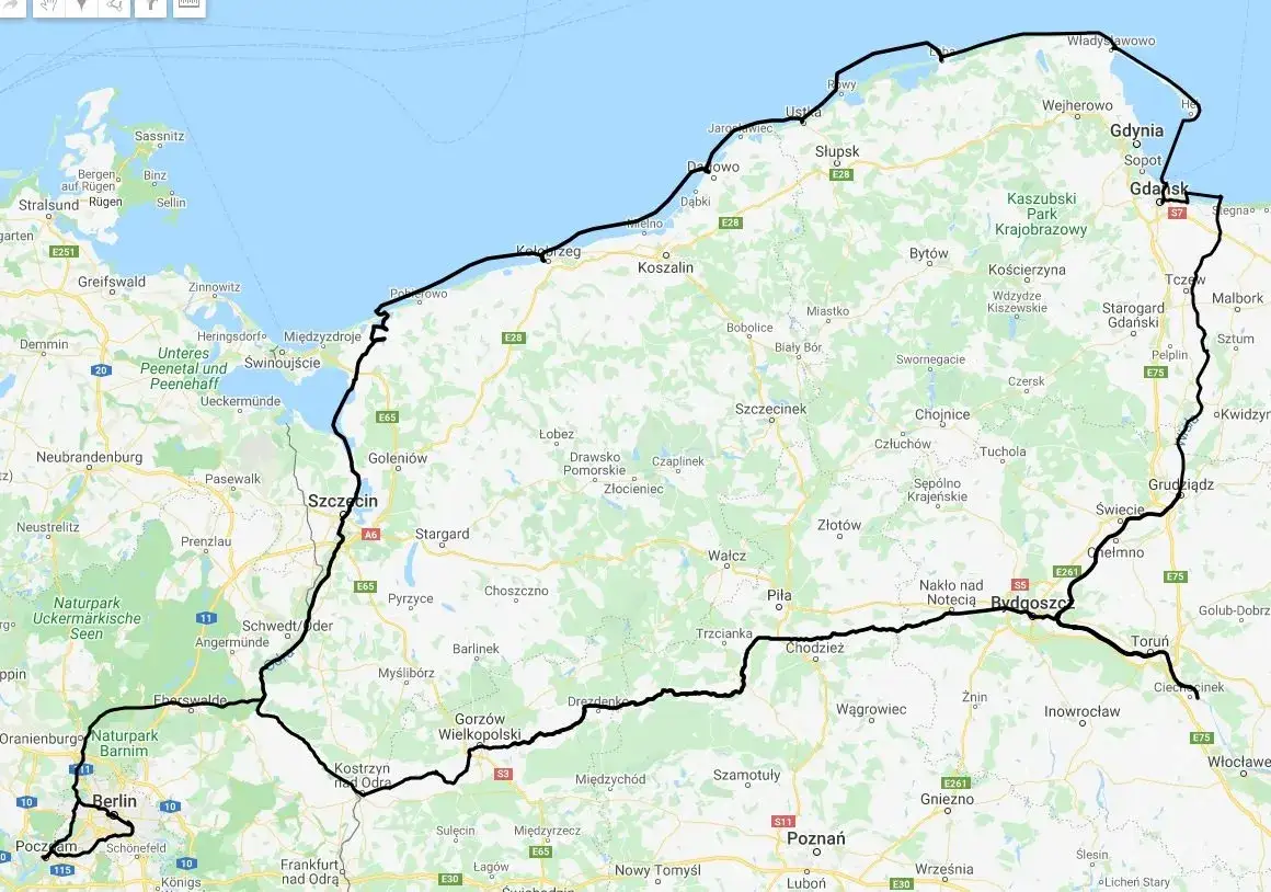 Mapa trasy Szczecin Berlin, autostrada A6 A11