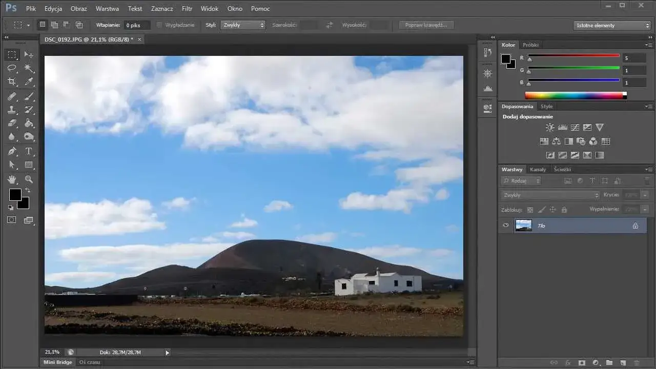Photoshop skalowanie z uwzględnieniem zawartości kanał alfa
