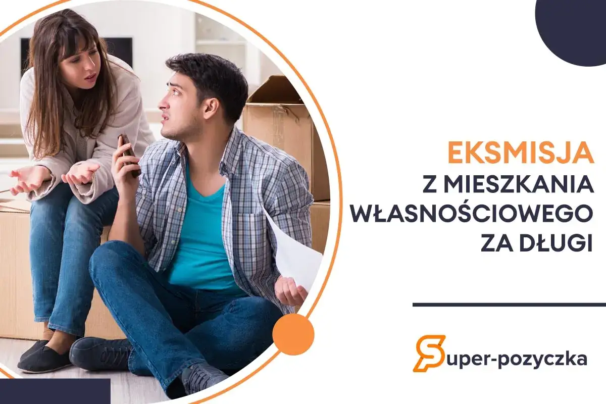 Para w stresie, otoczona kartonami, martwi się o eksmisję z mieszkania własnościowego za długi.
